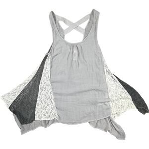 A’Reve Anthropologie BoHo Grey and White Lace Tunic / Short Dress Size Small